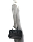 Calfskin Cerf Executive Shopper Tote Black