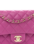 Lambskin Quilted Small Double Flap Purple
