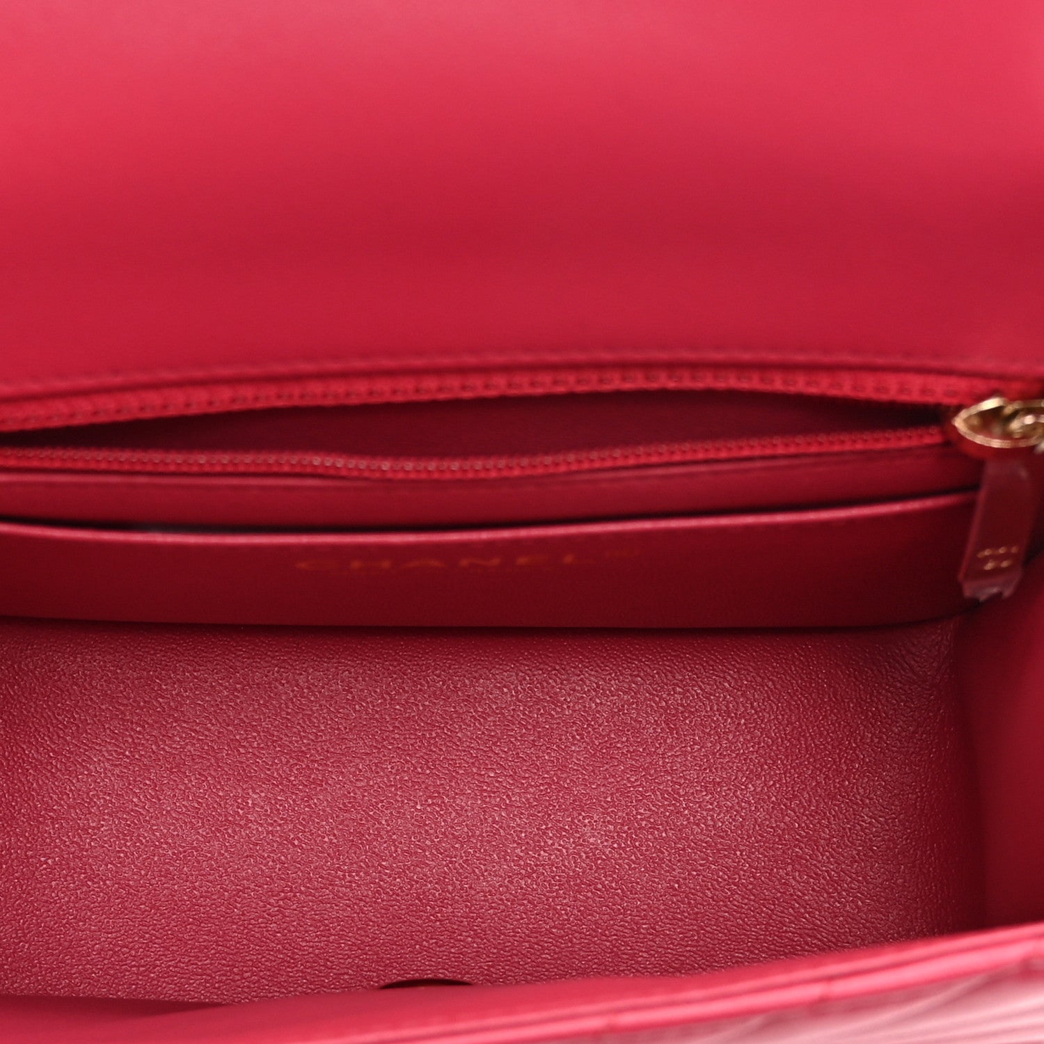 Lambskin Chevron Quilted Mini Square Flap Fuchsia