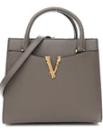Grainy Calfskin Virtus Top Handle Tote Grey