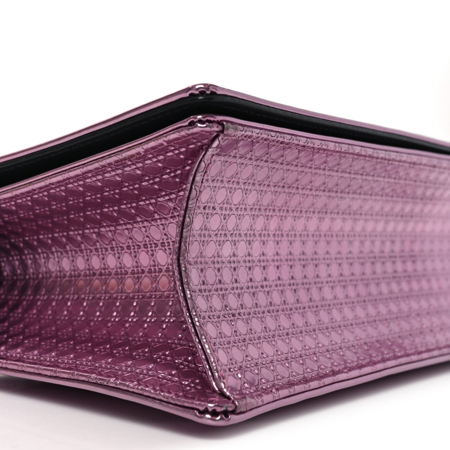 Metallic Patent Micro-Cannage Medium D1ORama Flap Bag Pink