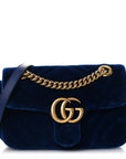 Velvet Matelasse Mini GG Marmont Shoulder Bag Cobalt Blue
