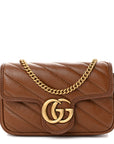 Azalea Calfskin Matelasse Diagonal Super Mini GG Marmont Shoulder Bag Cuir
