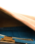 Vitello Seta Shiny Nappa Elaphe Medium Peekaboo Iconic Satchel Latte Blue