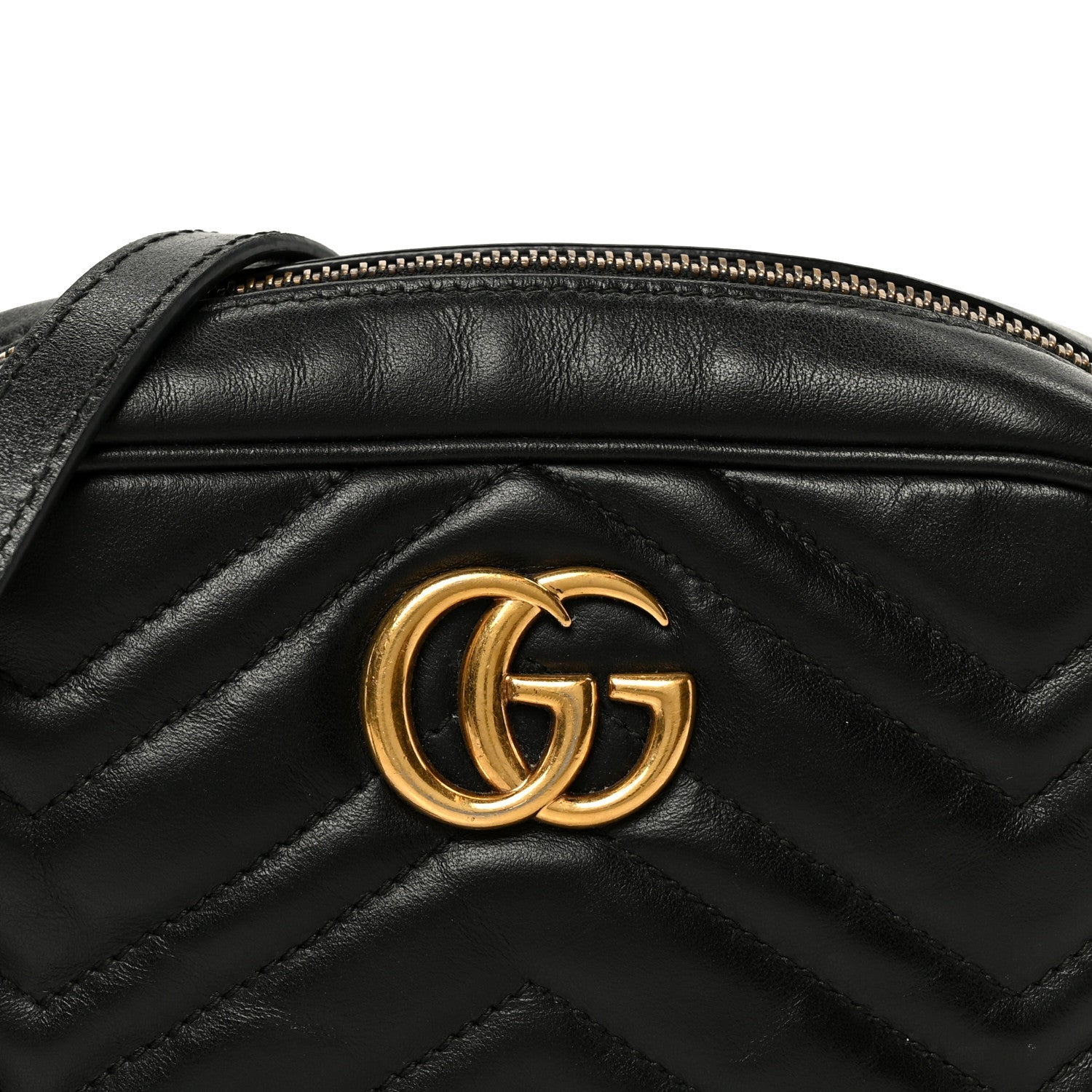 Calfskin Matelasse Mini GG Marmont Chain Shoulder Bag Black