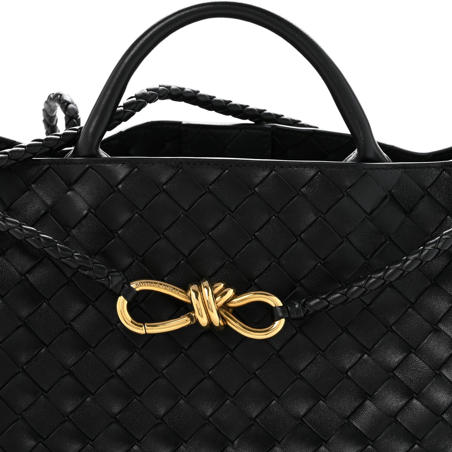 Nappa Intrecciato Small East West Andiamo Shoulder Bag Black
