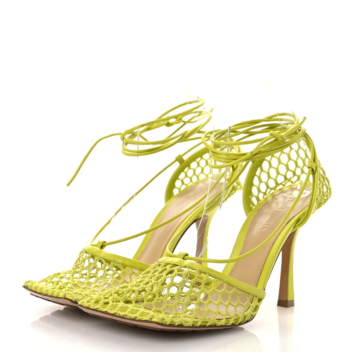 Mesh Nappa Stretch Ankle Tie Sandals 39 Kiwi