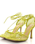 Mesh Nappa Stretch Ankle Tie Sandals 39 Kiwi