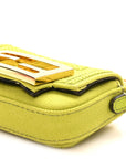 Canvas Vitello King FF Embroidered Nano Maxi Buckle Baguette Charm Wasabi