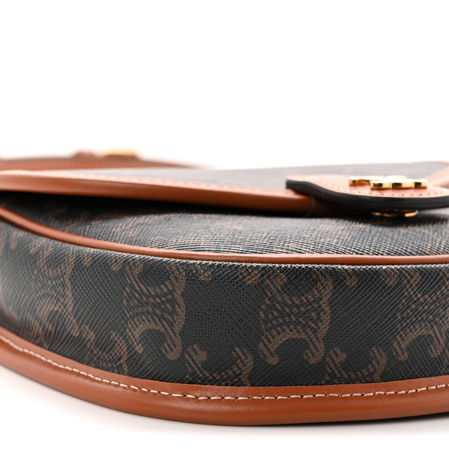 Canvas Calfskin Triomphe Mini Besace Tan