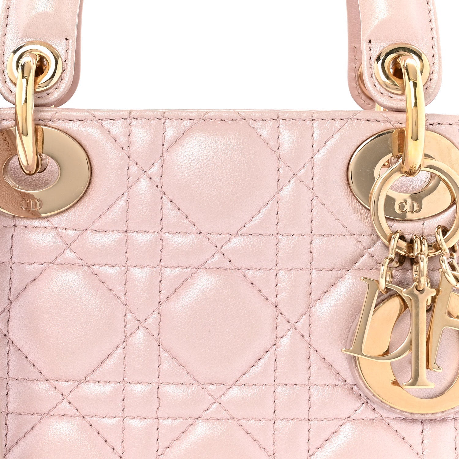 Metallic Lambskin Cannage Mini Lady D1OR Lotus