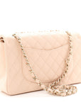 Caviar Quilted Medium Double Flap Beige