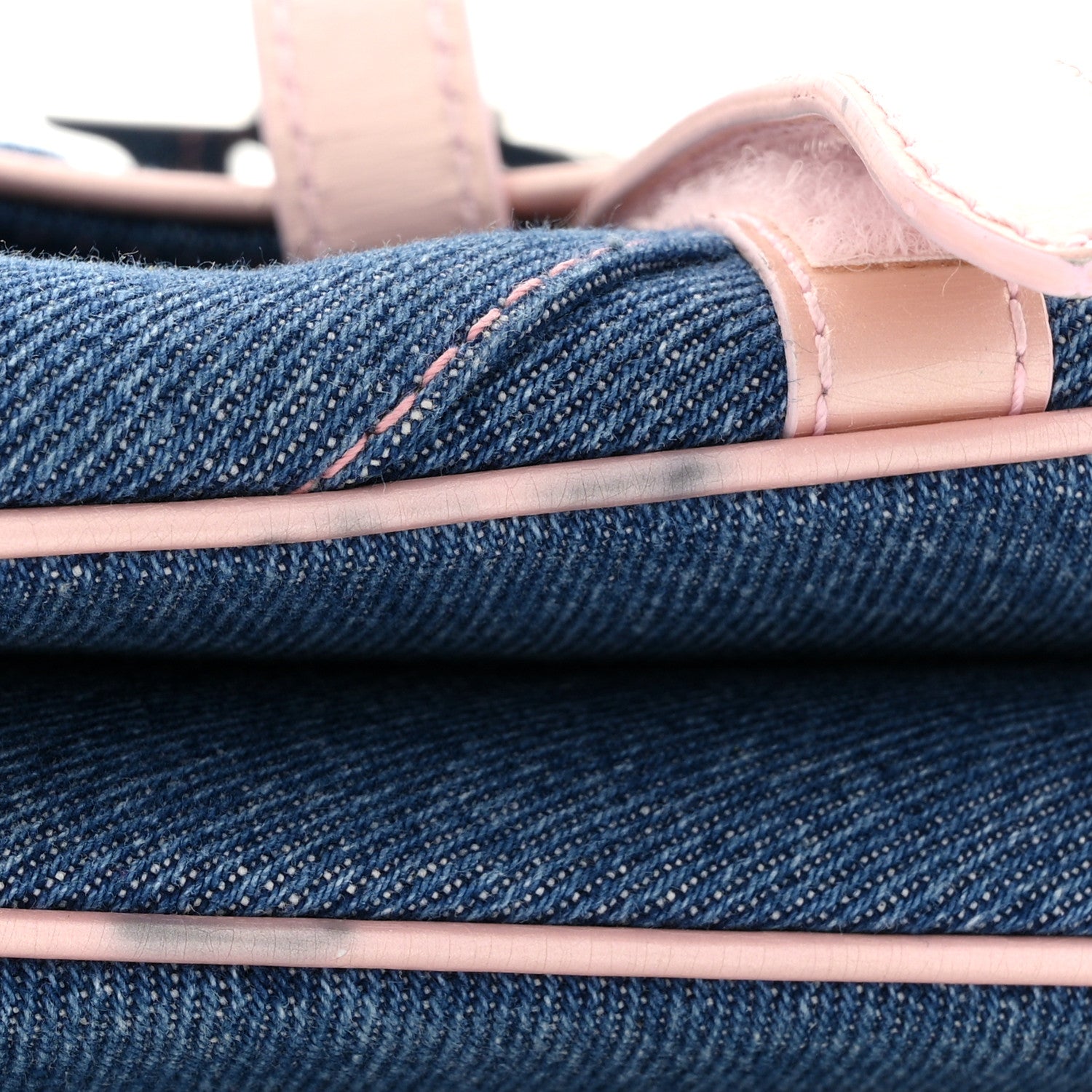 Patent Denim Jeans Saddle Bag Blue Pink
