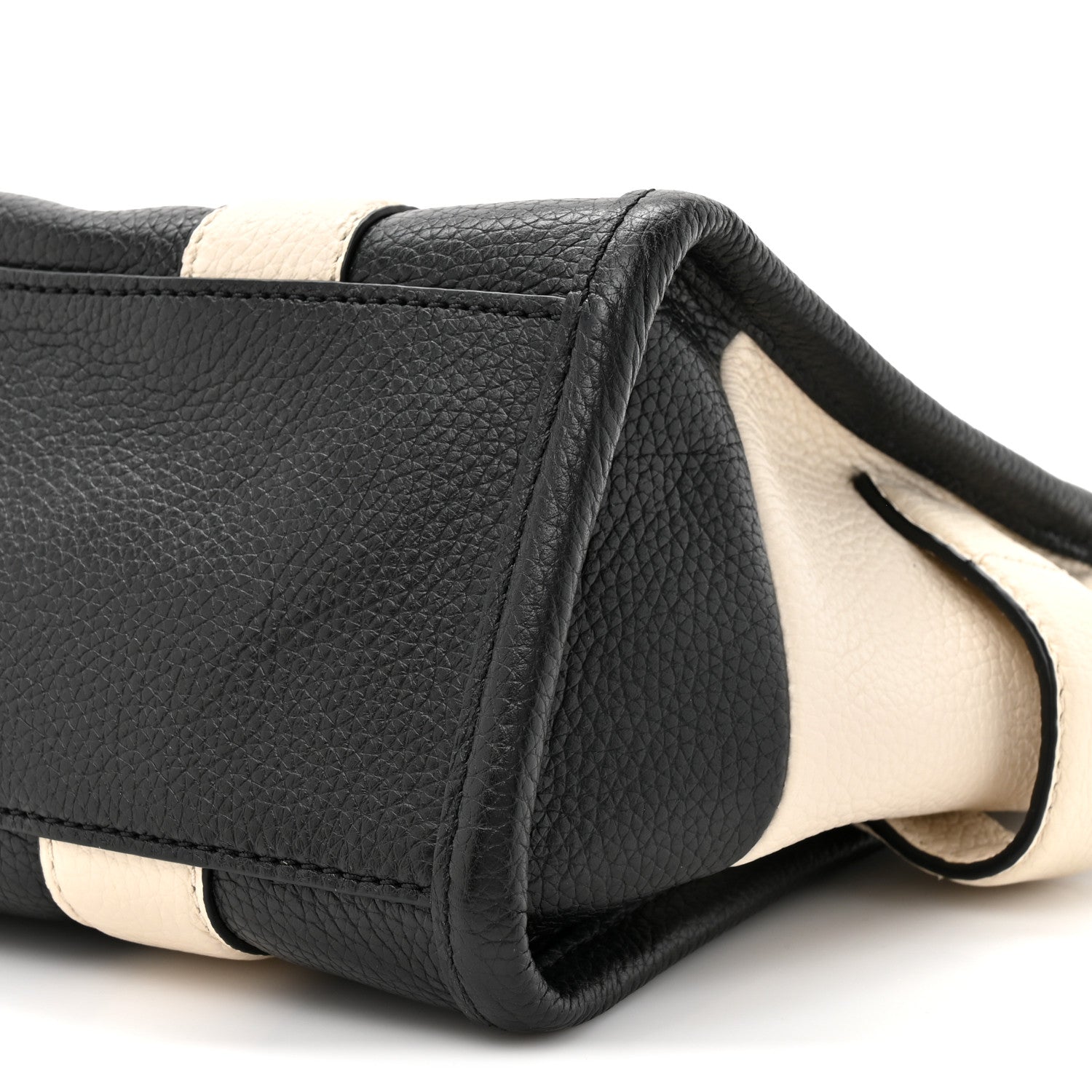 Grained Calfskin Small The Tote Bag Ivory Black