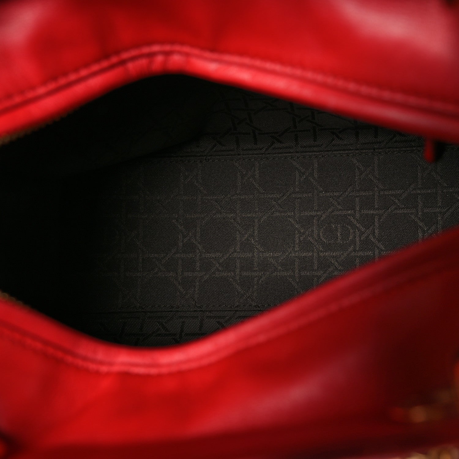 Lambskin Cannage Medium Lady D1OR Red