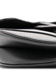 Grained Calfskin Mini Saddle Bag Black