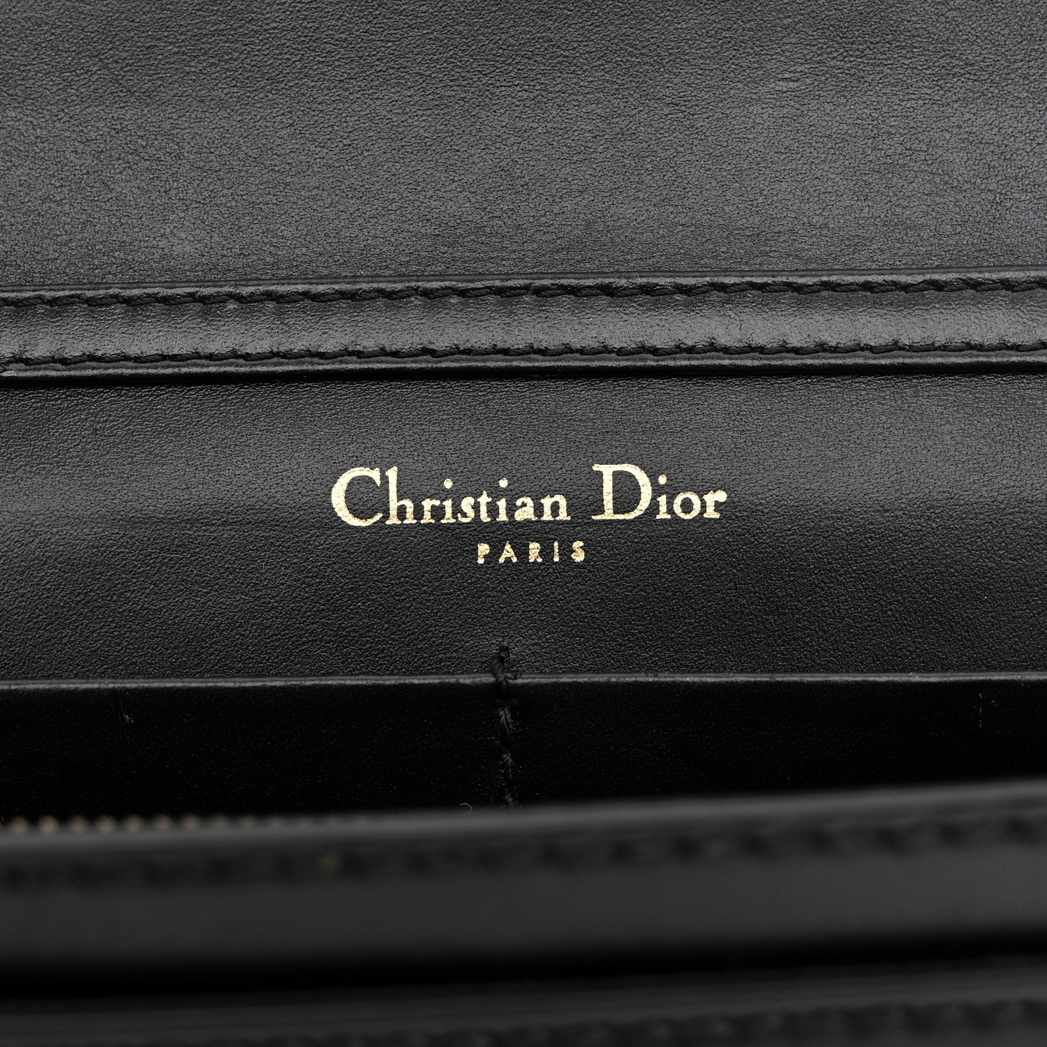 Calfskin J'AD1OR Wallet on Chain Pouch Black