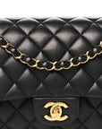 Lambskin Quilted Medium Double Flap Black