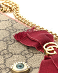 GG Supreme Monogram Face Embroidered Wrist Wallet Pink