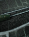 Velvet Crocodile Effect Saddle Bag Green