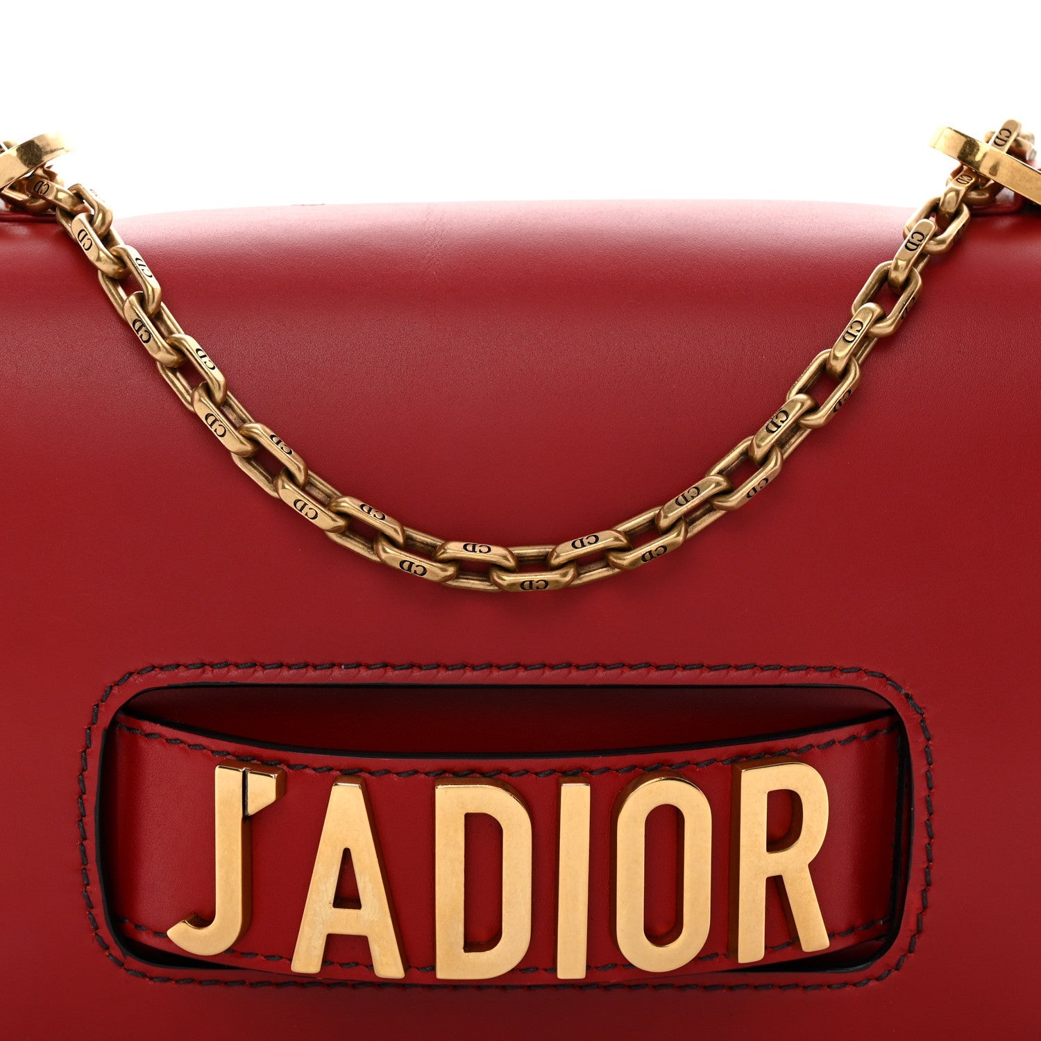 Calfskin J'AD1OR Chain Flap Bag Red