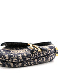 Oblique Embroidered Saddle Bag Blue