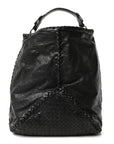 Grained Lambskin Intrecciato Large Shoulder Bag Black