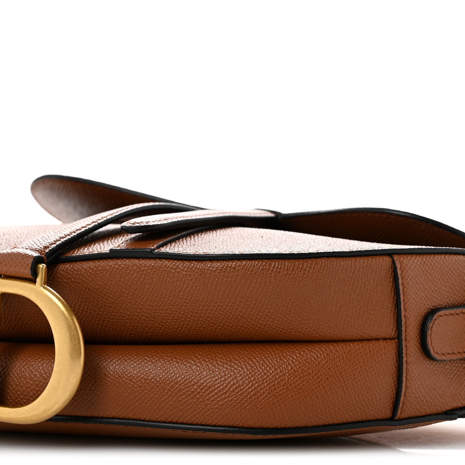 Grained Calfskin Saddle Bag With Strap Camello
