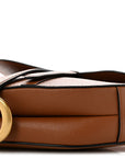 Grained Calfskin Saddle Bag With Strap Camello