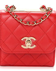 Lambskin Quilted Mini Trendy CC Chain Wallet Black