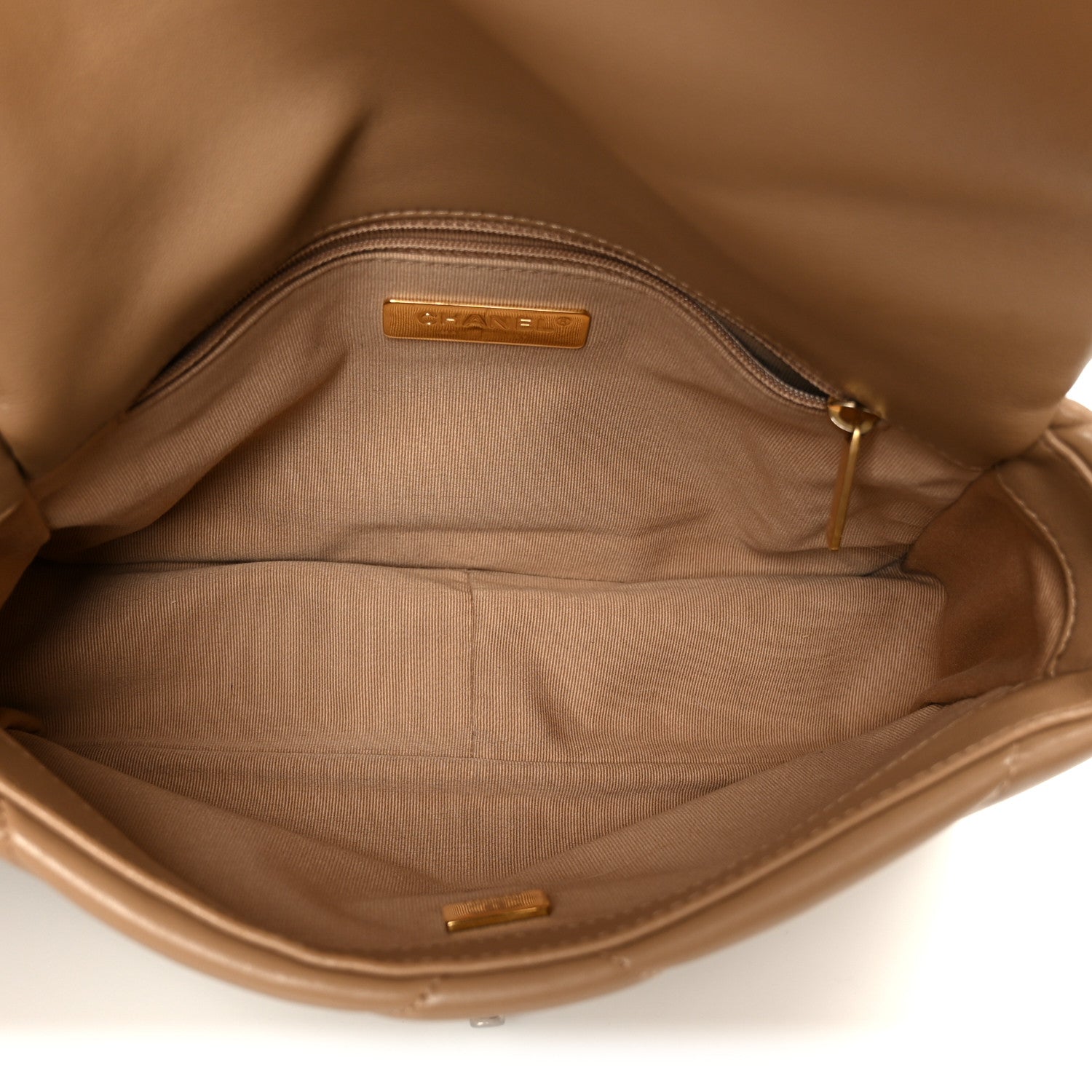 Lambskin Quilted Medium CHNL 19 Flap Dark Beige