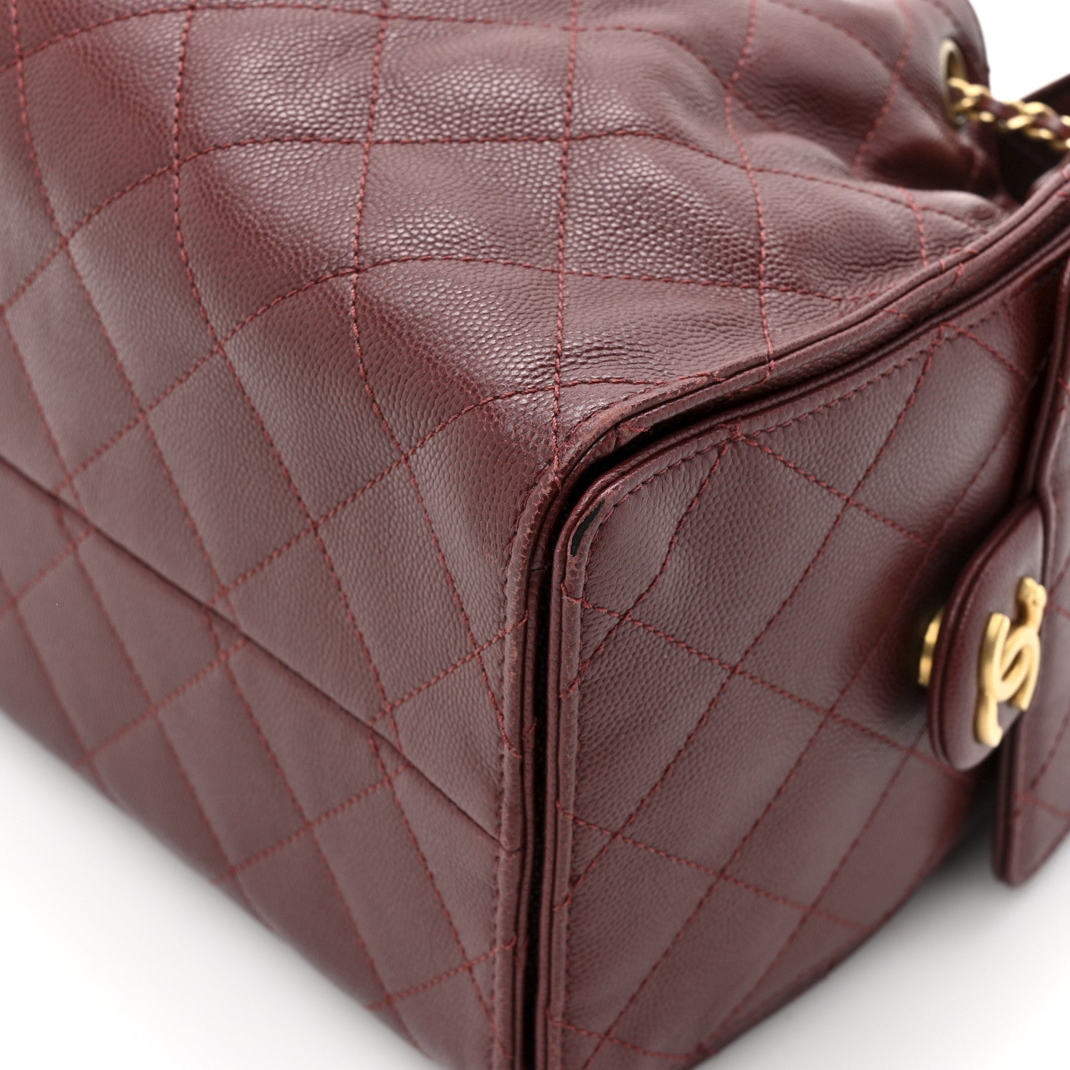 Caviar Quilted Small CHNL 25 Handbag Burgundy