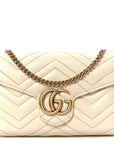 Calfskin Matelasse GG Marmont Chain Wallet Mystic White