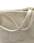 Calfskin Cuir Small Triomphe Cabas Drawstring White