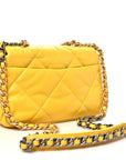 Shiny Goatskin Quilted Medium CHNL 19 Flap Yellow