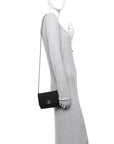 Caviar Quilted Perforated Metal CC Wallet On Chain WOC Black