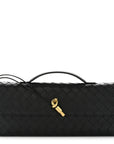 Nappa Intrecciato Long Andiamo Top Handle Clutch Black