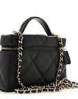 Caviar Quilted Top Handle Slim Vanity With Chain Black