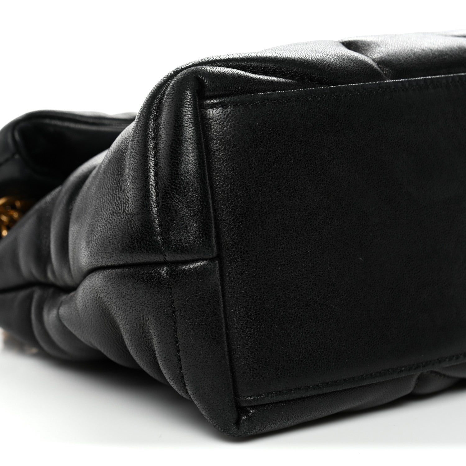 Lambskin Quilted Small Loulou Puffer Monogram Chain Satchel Black