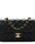 Lambskin Quilted Mini Rectangular Flap Black