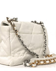 Quilted Large CHNL 19 Flap White