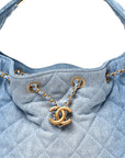 Washed Denim Quilted Small CHNL 25 Handbag Blue