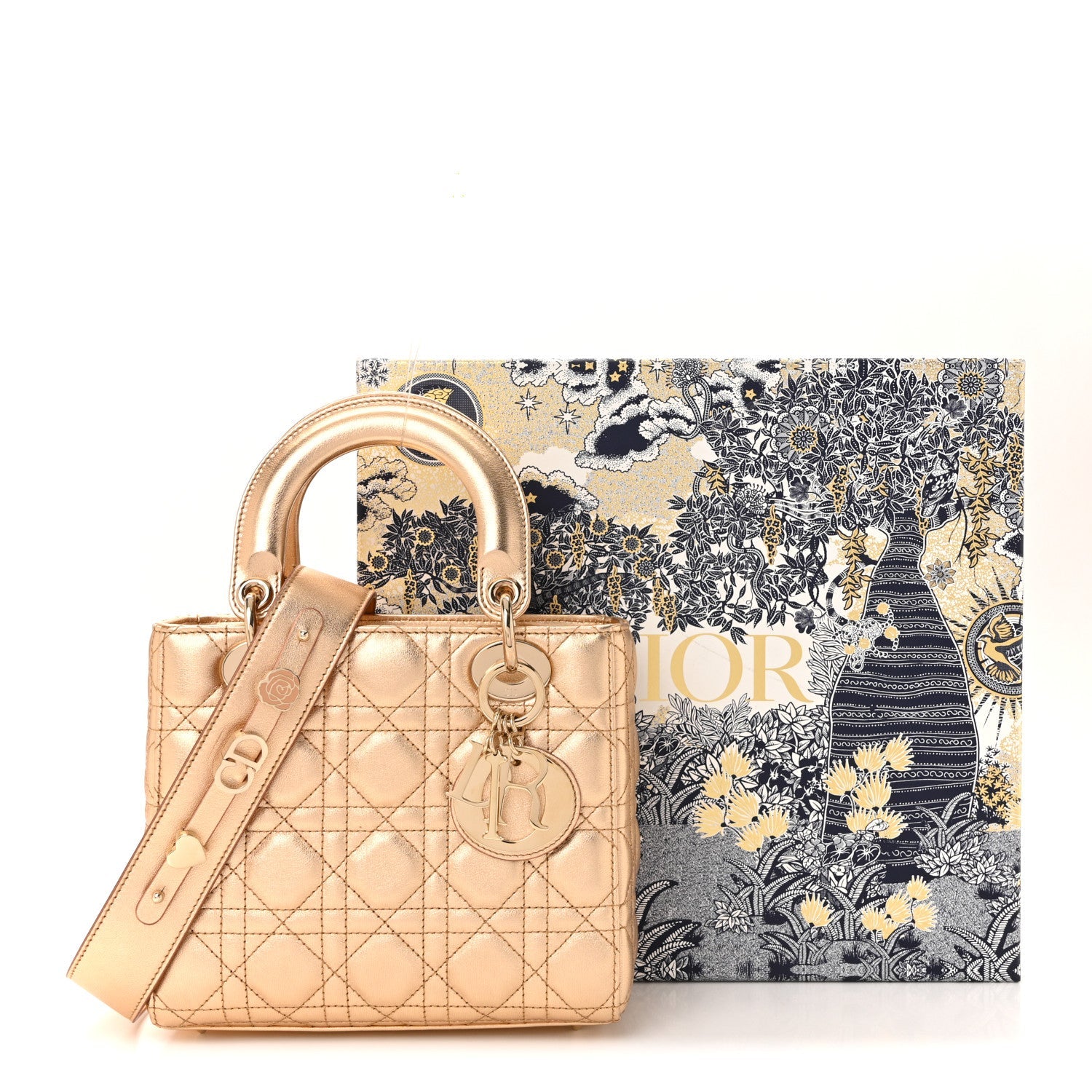 Metallic Lambskin Cannage Small My ABCD1OR Lady D1OR Rose Gold