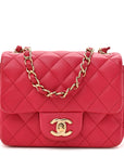 Lambskin Quilted Mini Square Flap Dark Pink