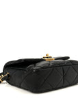Lambskin Resin Quilted Mini Heart Square Flap Black