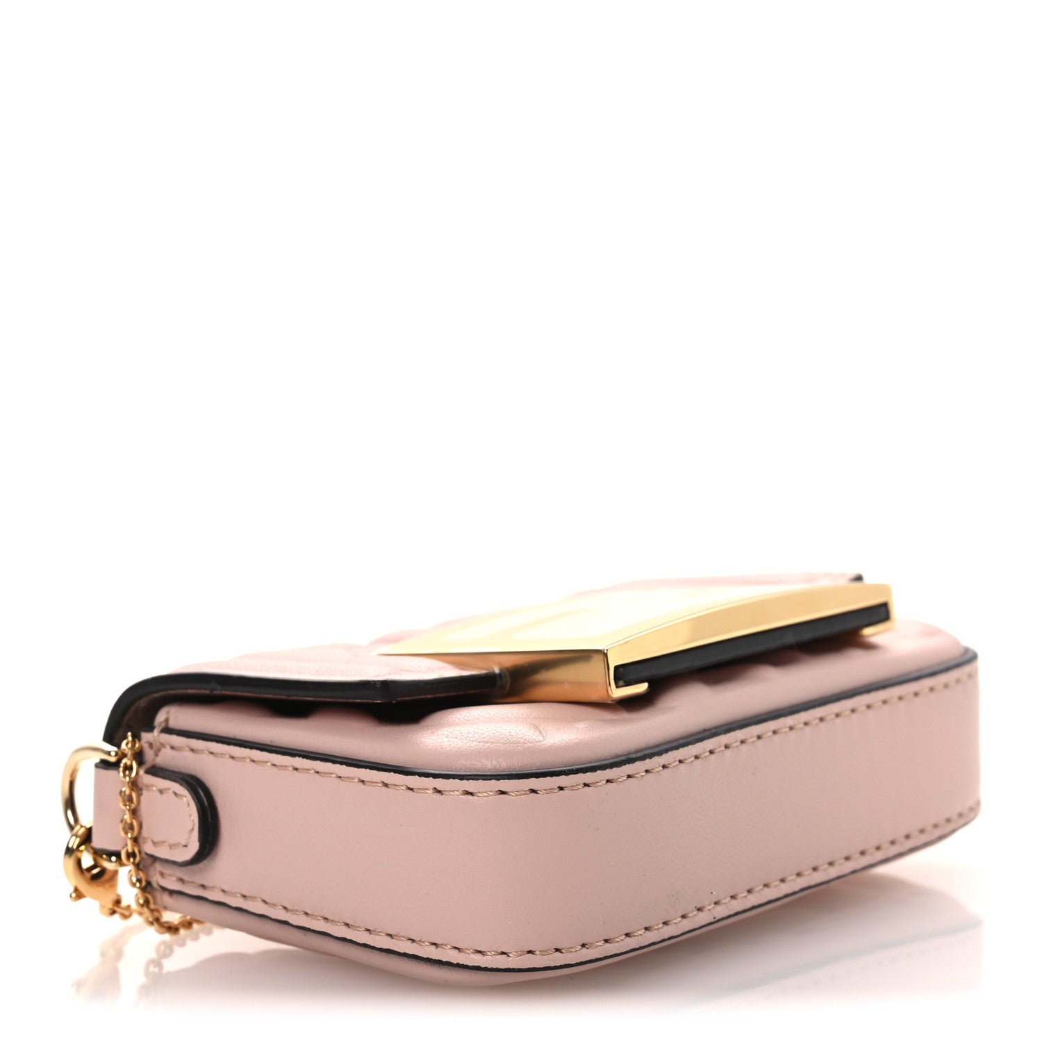 Nappa Matisse FF Embossed Nano Maxi Buckle Baguette Charm Rosa Quarzo