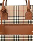 Canvas Vintage Check Calfskin Medium Freya Tote Briar Brown