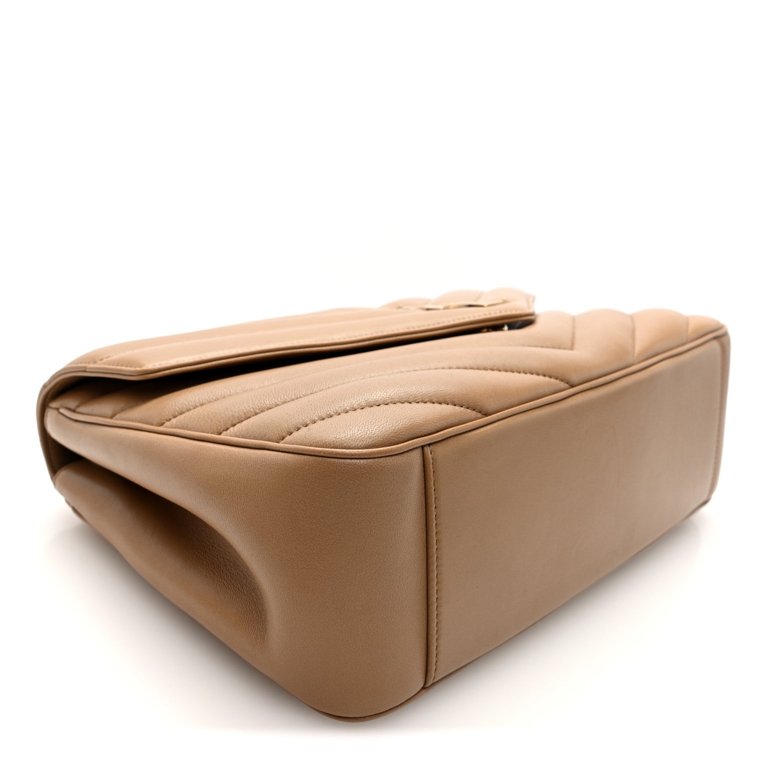 Lambskin Chevron Quilted Large LouLou Natural Tan