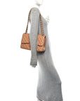 Caviar Quilted Jumbo Double Flap Dark Beige