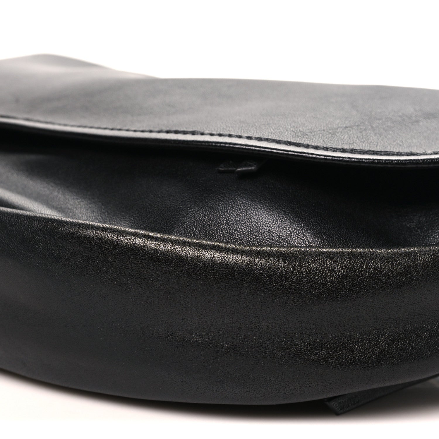 Shiny Lambskin Soft Triomphe Half Moon Bag Black
